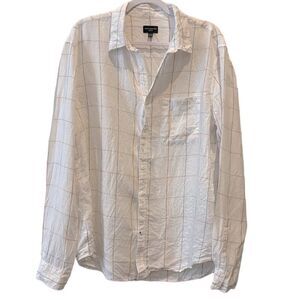 Club Monaco Slim Windowpane Linen Button Down Shirt X Large​​​​​​​​​​​​